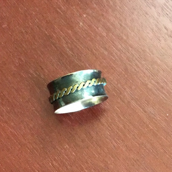 Sterling Silver and brass meditation ring size 11 - Picture 2 of 3